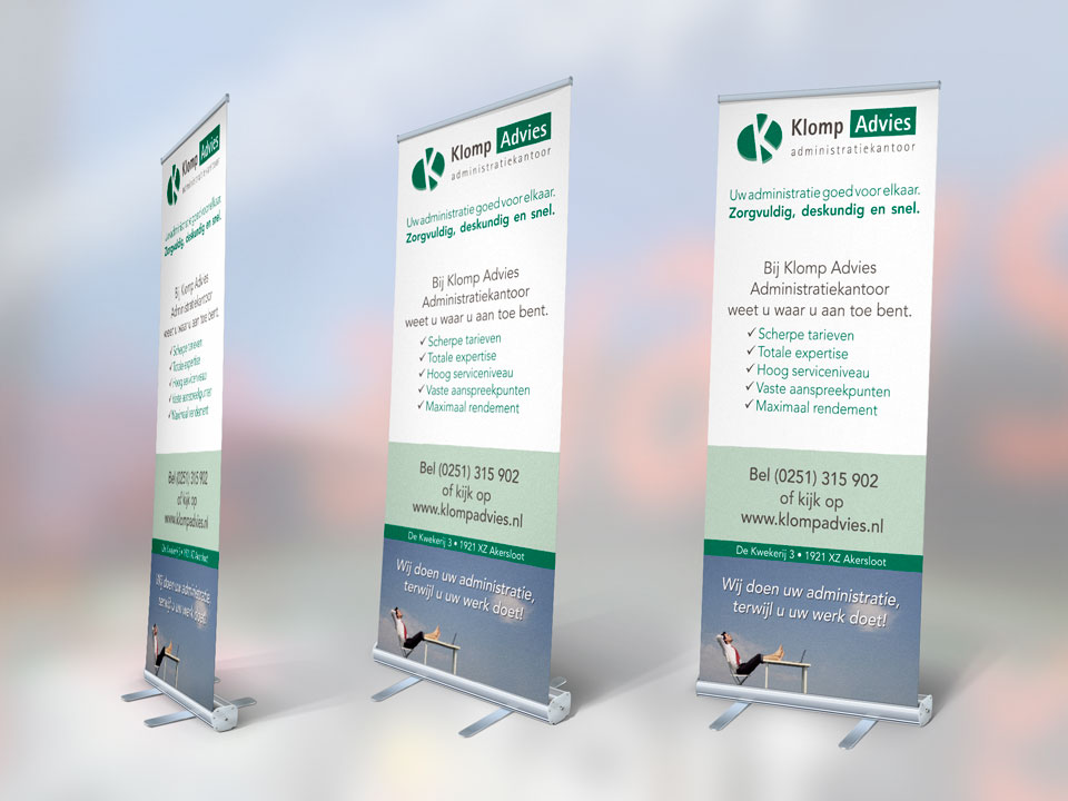 Klomp Advies, roll-up banner